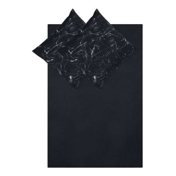Черно двойно спално бельо от памучен перкал , 200 x 200 cm Malin - Westwing Collection