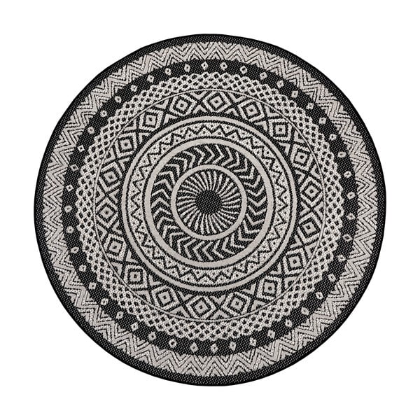 Черен и сив килим за открито Кръгъл, ø 120 cm - Ragami