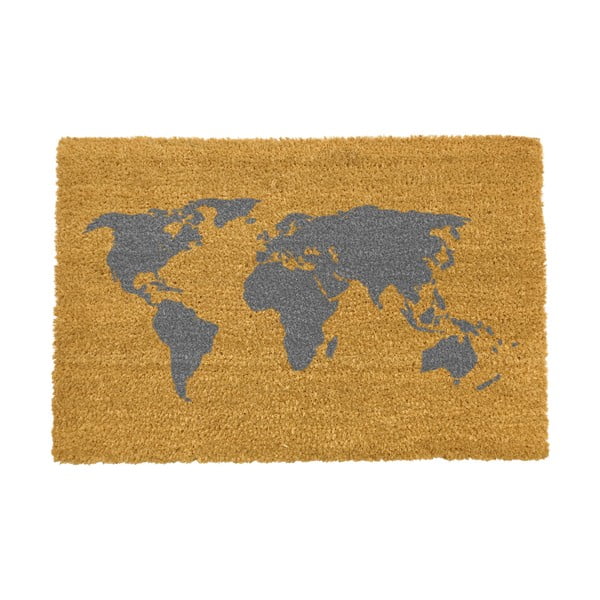 Рогозка от естествени кокосови влакна , 40 x 60 cm World Map - Artsy Doormats