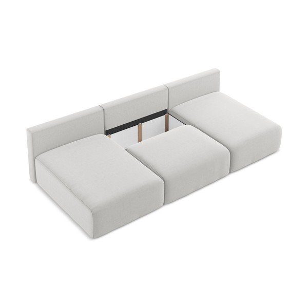 Светлосив кадифен сгъваем/с място за съхранение ъглов диван (U форма) Kalena – Makamii-image-4