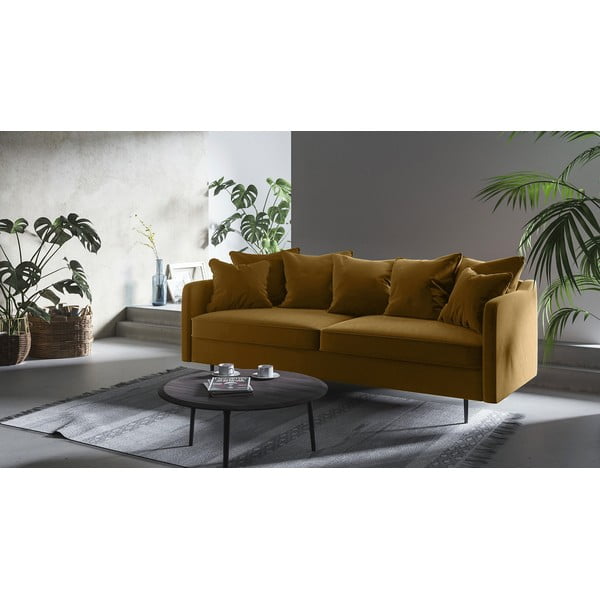 Меденожълт кадифен диван , 214 cm Esme - Ghado-image-1