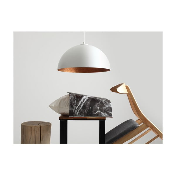 Бяла висяща лампа с детайли в меден цвят , ø 50 cm Lord - CustomForm-image-2