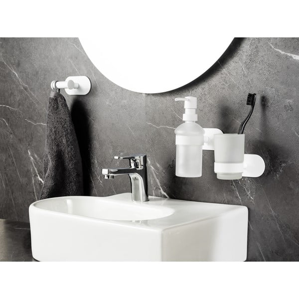 Бял самозалепващ стъклен диспенсер за сапун 200 ml Orea – Wenko-image-2