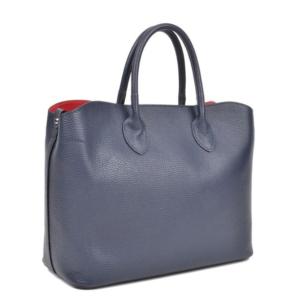 Тъмно синя кожена чанта за пазаруване Blu - Isabella Rhea