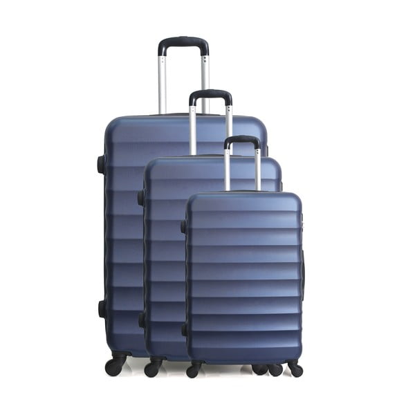 Комплект от 3 сини пътнически куфара на колелца Джакарта - Hero
