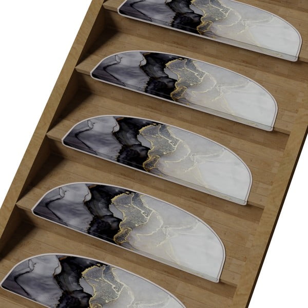 Черно-бели стъпала за стълби в комплект от 16 брояя 20x65 cm Golden Marble - Vitaus-image-1