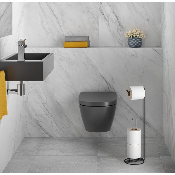 Черен държач за тоалетна хартия с държач Origin - Metaltex-image-1