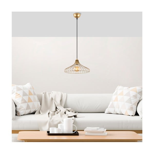 Висящо осветително тяло  в златист цвят с метален абажур ø 36 cm Depay – Opviq lights-image-1