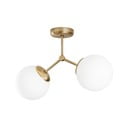 Бяло/в месингов цвят осветително тяло за таван със стъклен абажур 15x44 cm Damar – Opviq lights