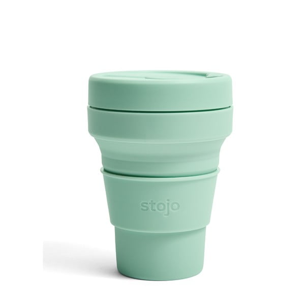 Зелена сгъваема чаша за пътуване Seafoam, 355 ml Pocket Cup - Stojo