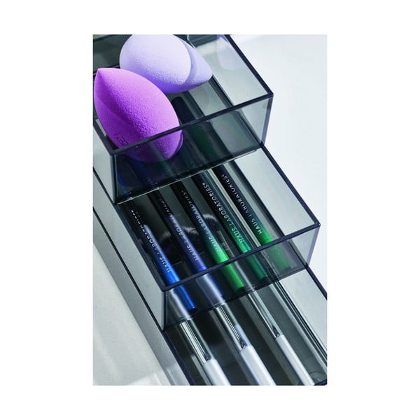 Матови черни органайзери за козметика за баня от рециклирана пластмаса в комплект от 3 броя Stack & Slide - iDesign-image-4