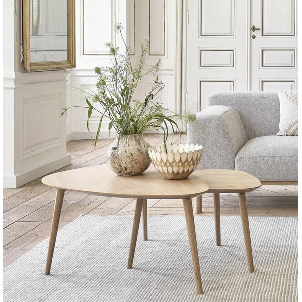 Масички за кафе в комплект от 2 бр. от декор от дъб  в естествен цвят 70x100 cm Adda – Unique Furniture-image-1