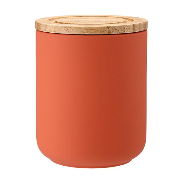 Оранжев керамичен буркан с бамбуков капак Stak, височина 13 cm - Ladelle
