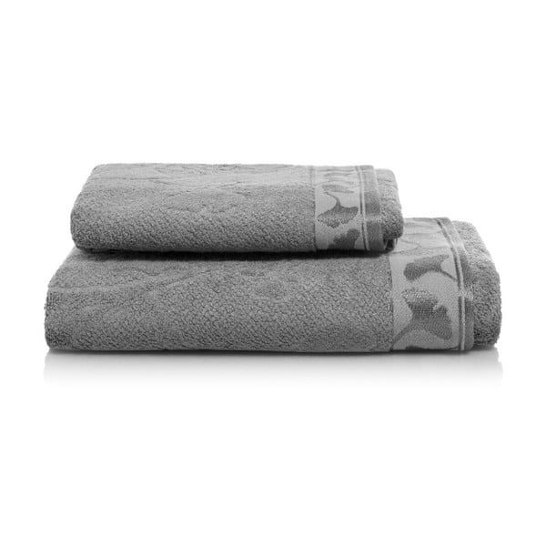 Set šedé osušky a ručníku z bambusových vláken Maison Carezza Italia