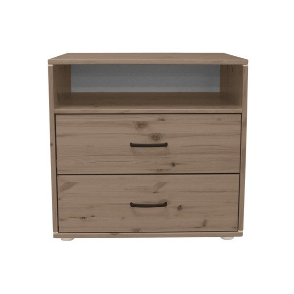 Hnědá dětská komoda s 2 šuplíky z borovicového dřeva Flexa Classic-image-1