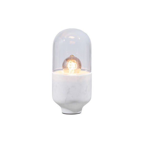 Бяла настолна лампа със стъклен абажур (височина 26 cm) Asel - WOOOD