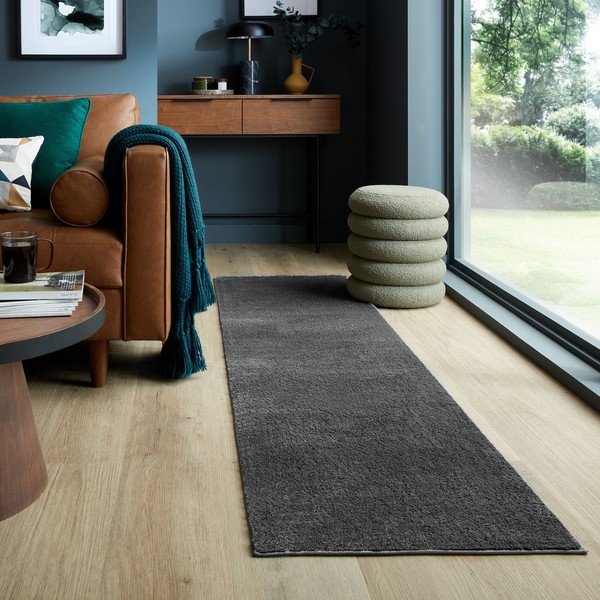 Тъмносива пътека от рециклирани влакна 60x230 cm Sheen – Flair Rugs-image-1