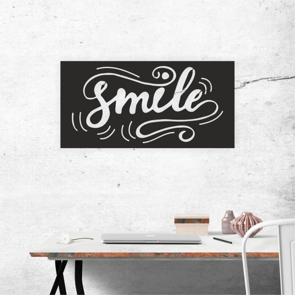Черна декорация за стена Smile, 60 x 30 cm - North Carolina Scandinavian Home Decors