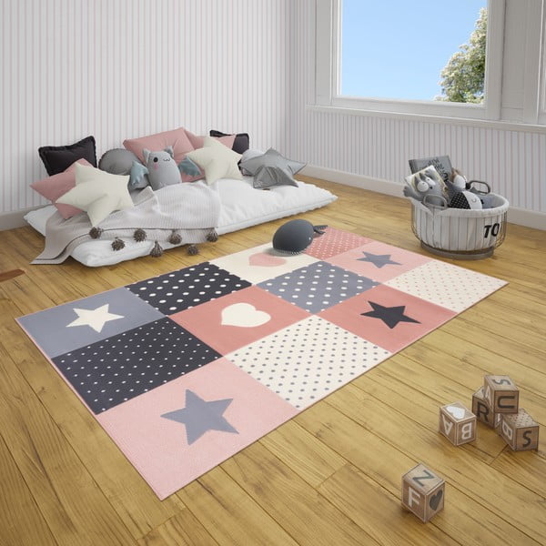 Розов детски килим 220x160 cm Pretty Patchwork - Hanse Home-image-1