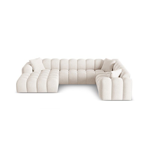 Кремав шенилов ъглов диван (десен ъгъл/U форма) Treno – Cosmopolitan Design