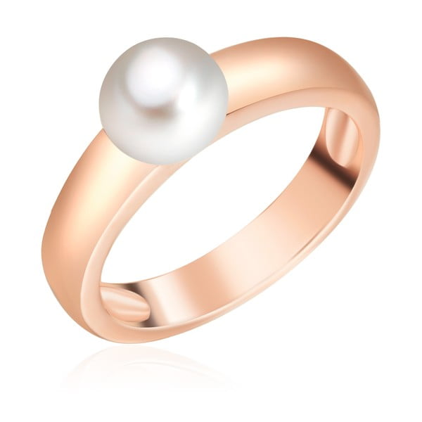 Perlový prsten Maria, rosegold s bílou perlou, vel. 58
