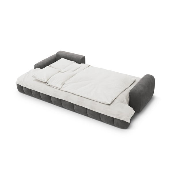 Сив кадифен сгъваем/с място за съхранение ъглов диван (ляв ъгъл) Linz – Cosmopolitan Design-image-4