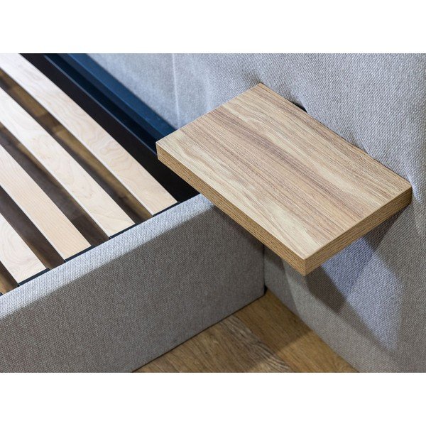 Светлосиво тапицирано двойно легло с място за съхранение с решетка 160x200 cm Blandine - Bobochic Paris-image-4