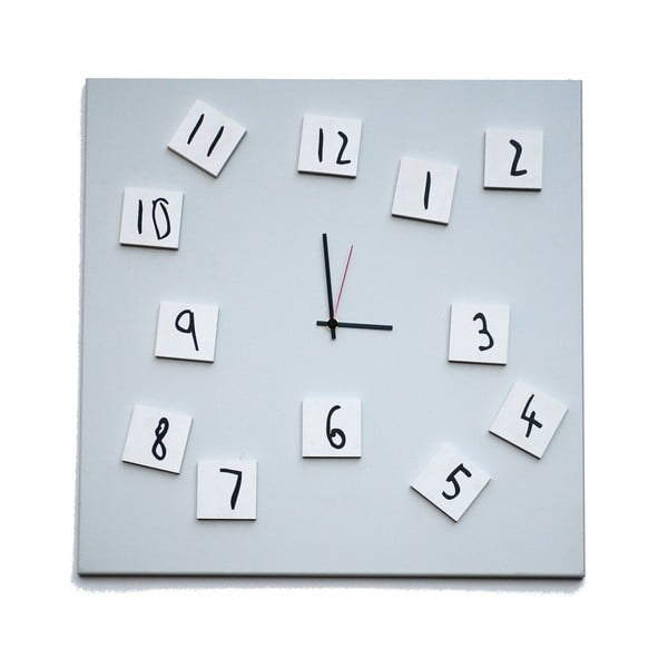 Nástěnné hodiny dESIGNoBJECT.it Changing Clock White, 50 x 50 cm 