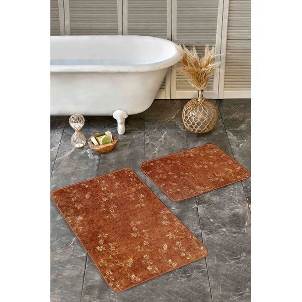 Кафяви кадифени килими за баня в комплект от 2 бр. 60x100 cm – Mila Home-image-2