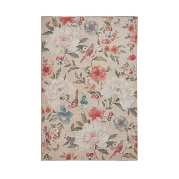 Бежов килим подходящ за пране 122x170 cm Pipa Floral – Catherine Lansfield