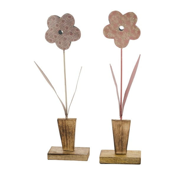 Комплект от 2 декорации от посребрен метал върху дървена основа с мотиви на цветя Ego Dekor, 9 x 32,5 cm - Ego Dekor