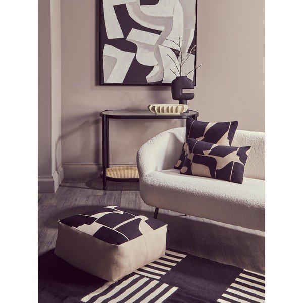 Черна/в естествен цвят конзолна маса със стъклен плот 49x100 cm Cebu – Premier Housewares-image-2