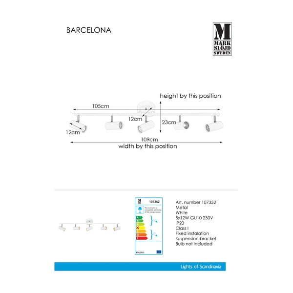 Бяло таванно осветително тяло Barcelona - Markslöjd-image-2