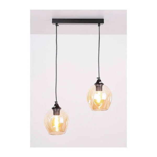Черна висяща лампа със стъклен абажур 14x48 cm Aspa - Candellux Lighting-image-1