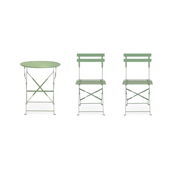 Светлозелен  стоманен градински комплект за хранене за 2 Austin – Bizzotto-image-4