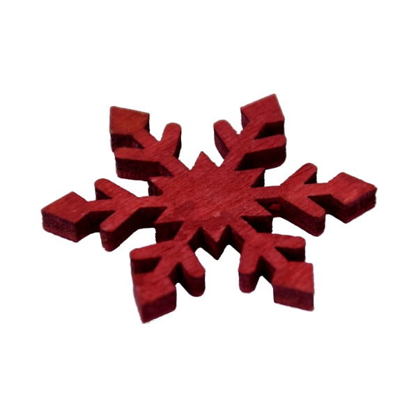 Червен дървен орнамент снежинка - Ego Dekor