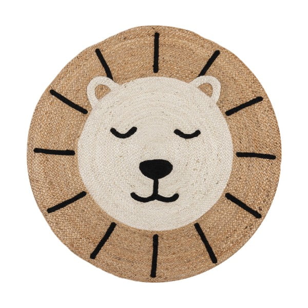 Ютен детски килим в естествен цвят 100x100 cm Leo Lion – Flair Rugs