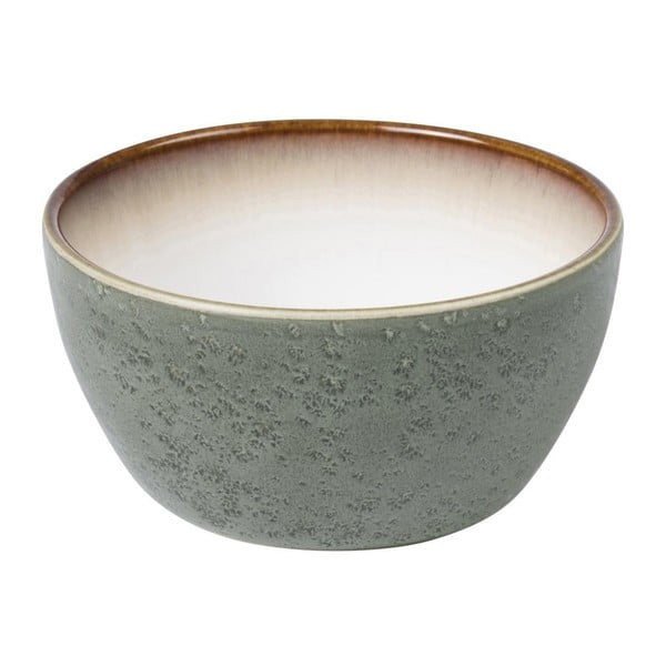 Зелено-сива керамична купа с вътрешна глазура в кремаво бяло Mensa, диаметър 12 cm - Bitz