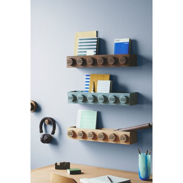 Детски стенен рафт от тъмно оцветена дъбова дървесина Wood - LEGO®-image-2