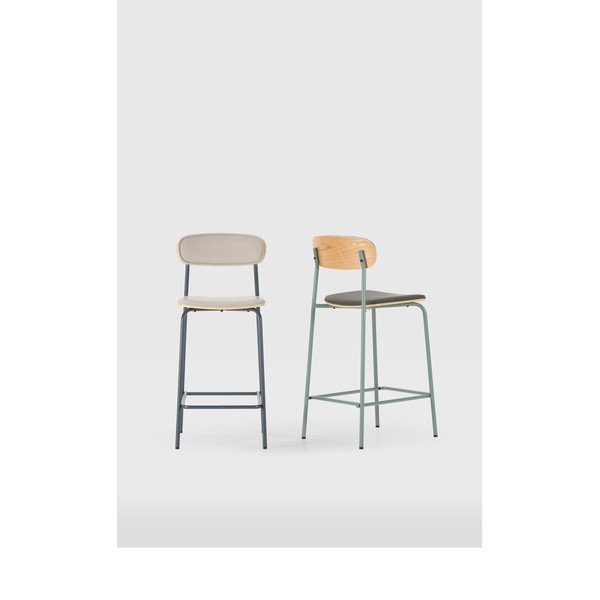 Бежови тапицирани бар столове в комплект 2 бр. (височина на седалката 65,5 cm) Saula – Marckeric-image-1