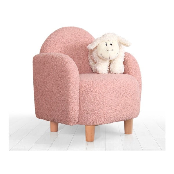 Розов детски фотьойл от плат букле Moylo – Artie