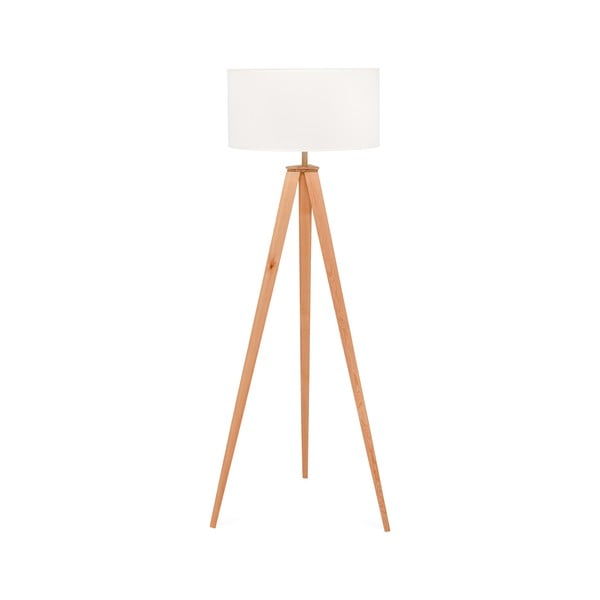 Подова лампа с дървени крака и бял абажур Karol - Bonami Essentials
