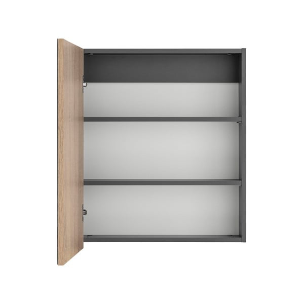 Сив стенен шкаф за баня с огледало , 60 x 70 cm Wisla - Støraa-image-2