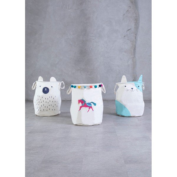 Бяла текстилна детска кошница за играчки ø 40x48 cm Mimo Cat Face – Premier Housewares-image-2