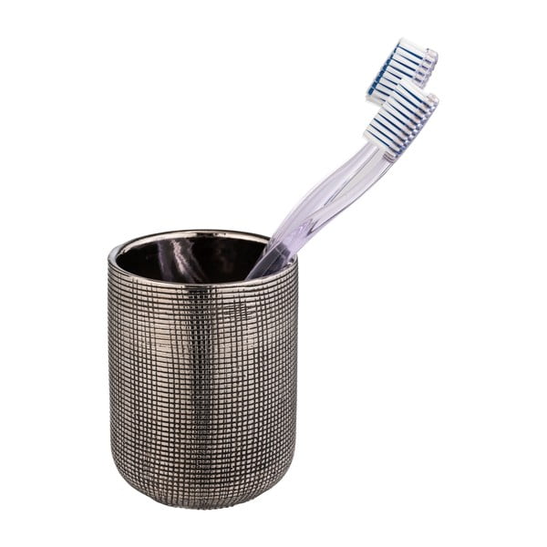 Керамична чаша за четки за зъби в сребрист цвят Rivara – Wenko-image-2