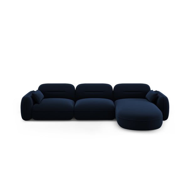 Тъмносин кадифен ъглов диван (десен ъгъл) Audrey – Interieurs 86