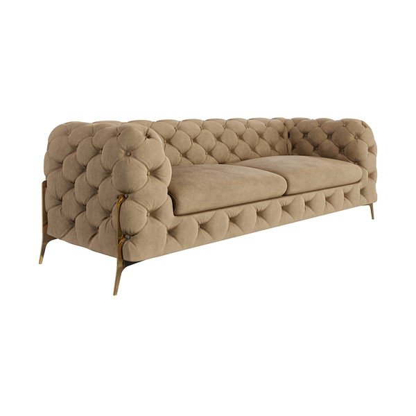 Светлокафяв кадифен диван 225 cm Chelsea Bis – Ropez-image-1