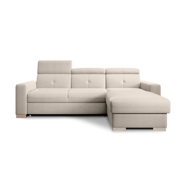 Бежов разтегателен ъглов диван с място за съхранение (десен ъгъл) Fresia – ELTAP
