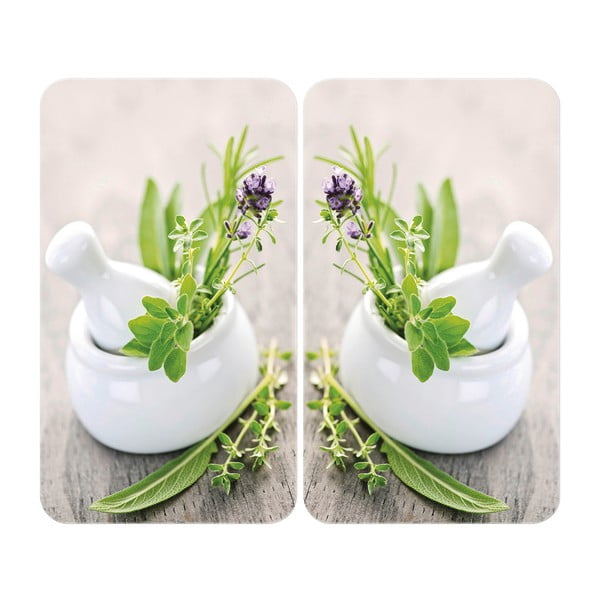 Комплект от 2 стъклени капака за печка Herbal, 52 x 30 cm Herb Garden - Wenko