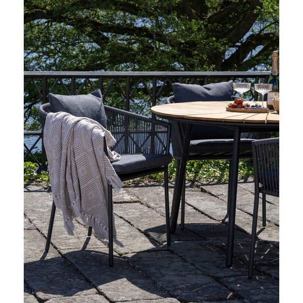 Тъмносив градински стол метален/подплатен Salerno – House Nordic-image-1